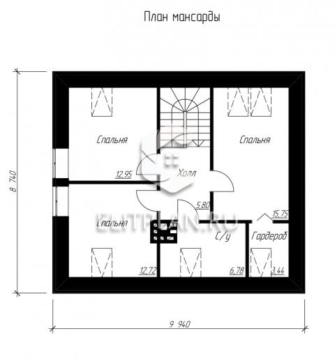 Проект комфортного дома с мансардой E46 - План мансардного этажа
