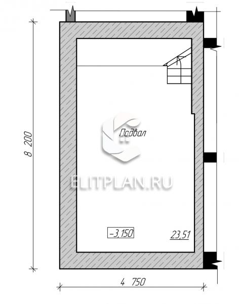 Проект дома по каркасной технологии E47 - План цокольного этажа