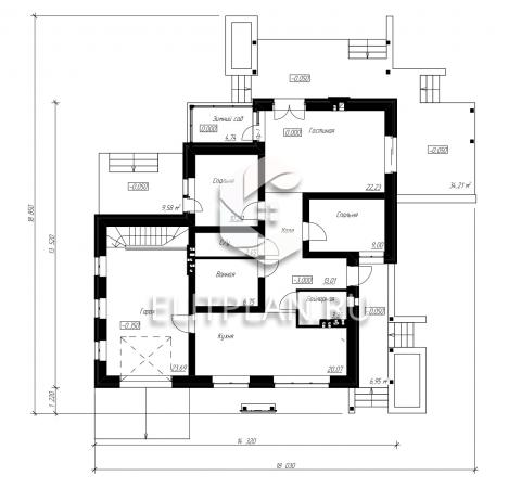 Проект дома по каркасной технологии E47 - План первого этажа