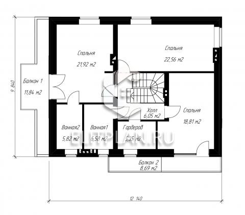 Проект двухэтажного дома с гаражом E48 - План второго этажа