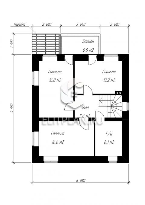 Проект двухэтажного дома E49 - План мансардного этажа