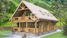 Проект деревянного одноэтажного дома с мансардой E57 - Вид 3