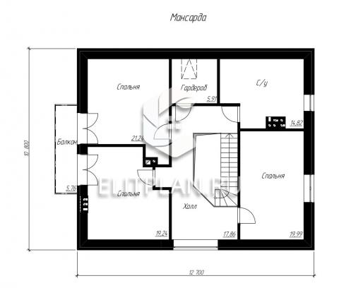 Проект одноэтажного дома с мансардой и гаражом E61 - План мансардного этажа