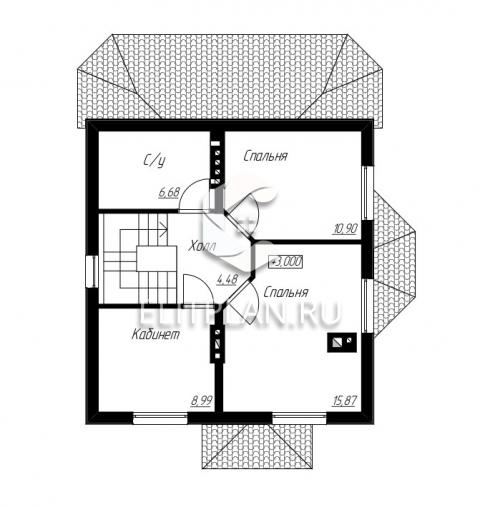 Проект двухэтажного дома с эркером E65 - План второго этажа