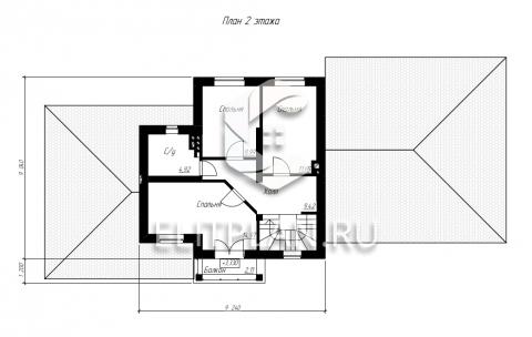 Проект двухэтажного коттеджа с гаражом E66 - План второго этажа