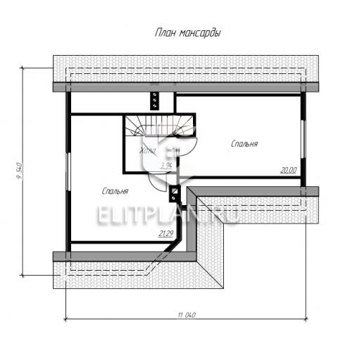 Проект одноэтажного дома с мансардой и террасой E68 - План мансардного этажа