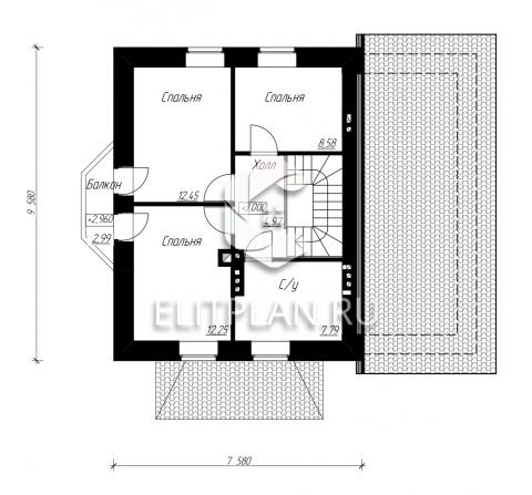 Проект одноэтажного дома с круглой террасой E70 - План мансардного этажа
