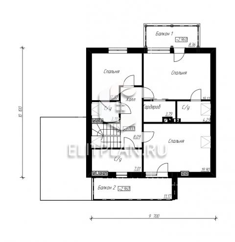 Одноэтажный дом с мансардой и гаражом E71 - План мансардного этажа