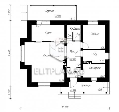 Дом с мансардой и крытой террасой E72 - План первого этажа