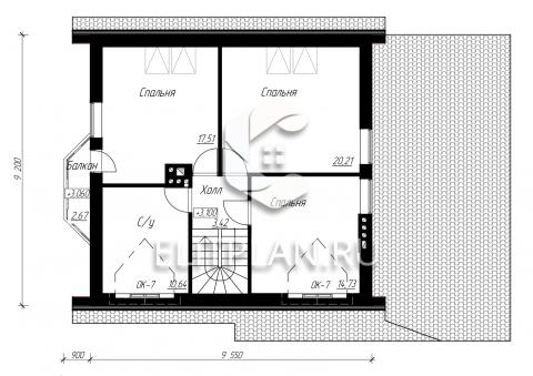 Одноэтажный дом с мансардой и эркером E76 - План мансардного этажа