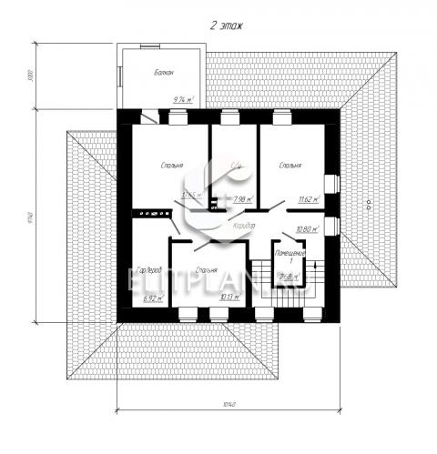 Проект дома с гаражом E80 - План второго этажа