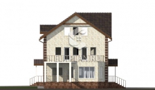 Проект двухэтажного дома с подвалом, мансардой, террасой и большим балконом E84 - Фасад 4