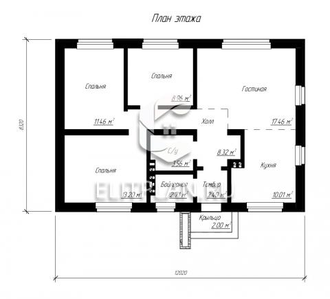 Проект комфортного одноэтажного дома E85 - План первого этажа