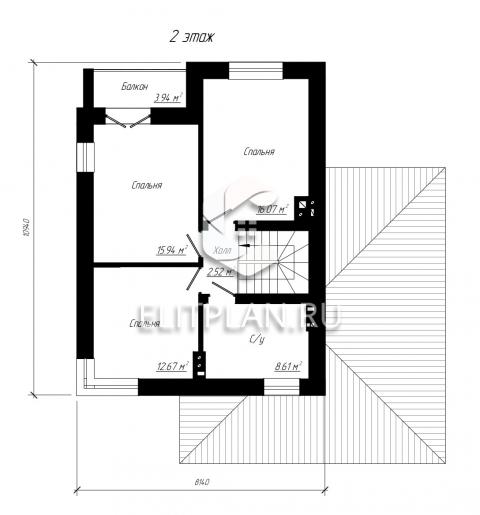 Проект двухэтажного дома с подпольем E86 - План второго этажа