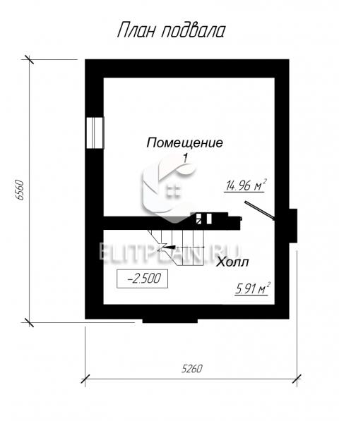 Проект одноэтажного дома из пенобетона E9 - План цокольного этажа