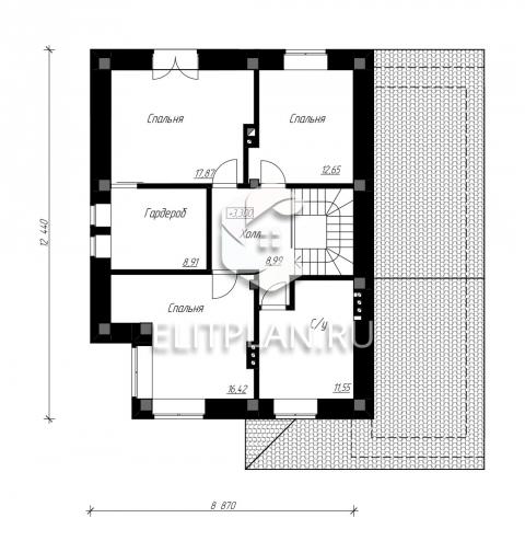 Проект просторного двухэтажного дома E90 - План второго этажа