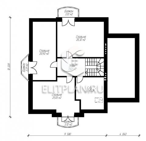 Проект оригинального одноэтажного дома с мансардой и гаражом E92 - План мансардного этажа