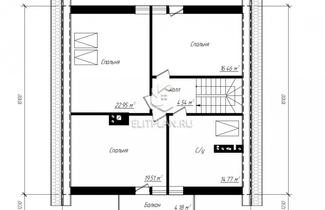 Коттедж с мансардой с отделкой сайдингом E94 - План мансардного этажа