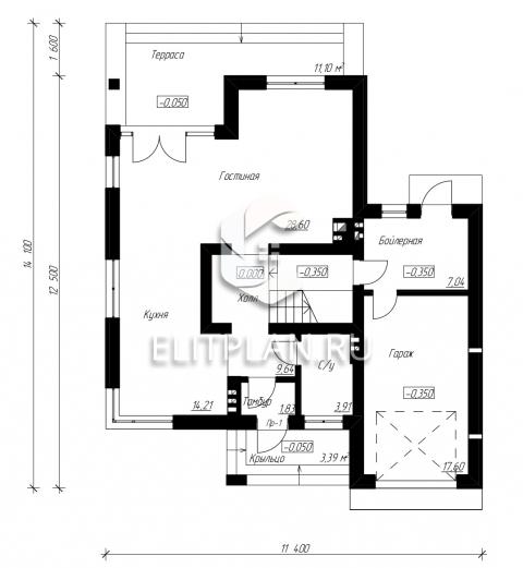 Проект индивидуального двухэтажного  жилого дома E96 - План первого этажа