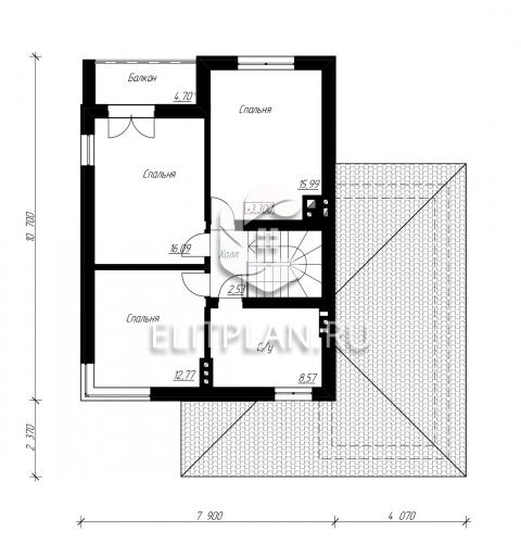 Проект индивидуального двухэтажного  жилого дома E96 - План второго этажа