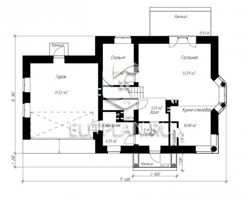 Проект одноэтажного дома с мансардой E97 - План первого этажа