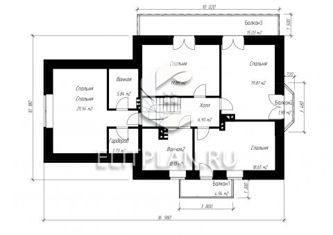 Проект одноэтажного дома с мансардой E97 - План мансардного этажа